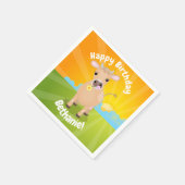 かわいいジャージーの牛のパーソナライズされた誕生日 スタンダードカクテルナプキン (角)