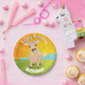 かわいいジャージーの牛のパーソナライズされた誕生日 ペーパープレート (パーティー)