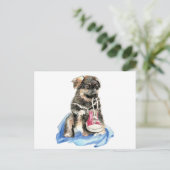 かわいいジャーマンシェパードの子犬、犬、ペット動物 ポストカード (スタンド正面)