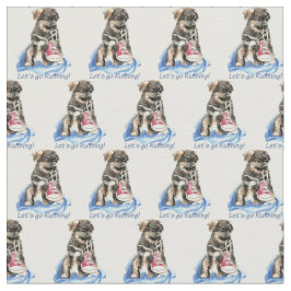 かわいいジャーマンシェパードの犬ペット「走ろう」 ファブリック