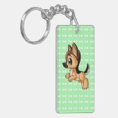 かわいいジャーマン・シェパードの子犬の倍はKeychain味方しました キーホルダー (正面左)