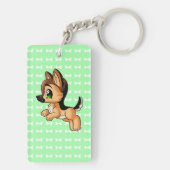かわいいジャーマン・シェパードの子犬の倍はKeychain味方しました キーホルダー (裏面)