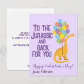 かわいいジュラ紀の恐竜の風船 子供のバレンタイン シーズンカード (正面/裏面)