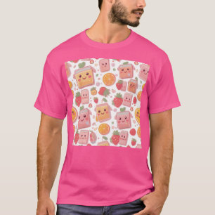 かわいいジュースボックスパターンかわいいイチゴorang tシャツ