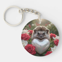 かわいいジューンのハートの真珠を持つハリネズミ キーホルダー