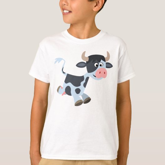 かわいいジョギングの漫画牛 子供Tシャツ Tシャツ (正面)