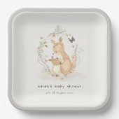 かわいいジョーママカンガルーフローラリースベビーシャワー ペーパープレート (正面)