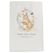 かわいいジョーママカンガルーフローラリースベビーシャワー ミディアムペーパーバッグ (正面)