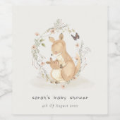 かわいいジョーママカンガルーフローラリースベビーシャワー ワインラベル (シングルラベル)