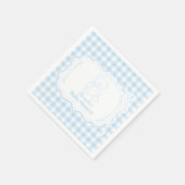 かわいいジンガムフランスのテディベア赤ちゃんシャワー スタンダードカクテルナプキン (角)