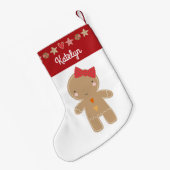 かわいいジンガーブレッドガールホリデークッキー縁ど名前 スモールクリスマスストッキング (裏面 (吊り時))
