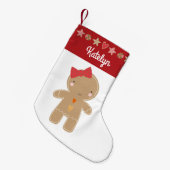 かわいいジンガーブレッドガールホリデークッキー縁ど名前 スモールクリスマスストッキング (正面 (吊り時))