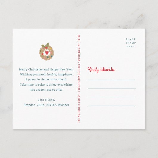 かわいいジンガーブレッドクッキーハウススウィートウィッシュ素朴 シーズンポストカード (裏面)