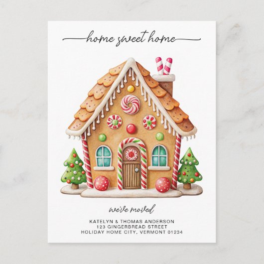 かわいいジンガーブレッドハウスニューアドレスホリデームービング 案内ポストカード (正面)