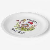 かわいいジンガーブレッドハウス季節のごあいさつクリスマス ペーパープレート (アングル)