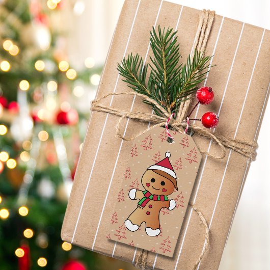 かわいいジンガーブレッドボーイ漫画ホリデークッキー ギフトタグ