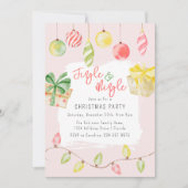 かわいいジングル&ミングルピンククリスマスパーティー 招待状 (正面)