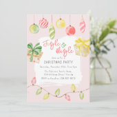 かわいいジングル&ミングルピンククリスマスパーティー 招待状 (スタンド正面)
