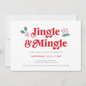 かわいいジングル&ミングルレトロタイプクリスマスパーティー 招待状 (正面)