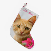 かわいいジンジャーの子猫が見てる- スモールクリスマスストッキング (正面 (吊り時))