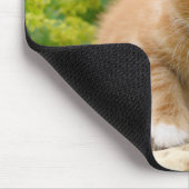 かわいいジンジャーの猫が花壇ポートレート マウスパッド (コーナー)