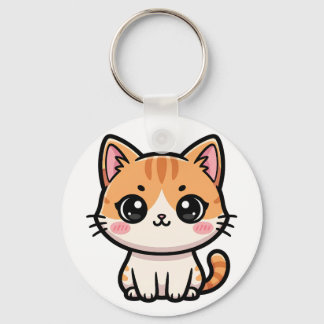 かわいいジンジャーの猫のイラスト キーホルダー