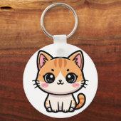 かわいいジンジャーの猫のイラスト キーホルダー (正面)