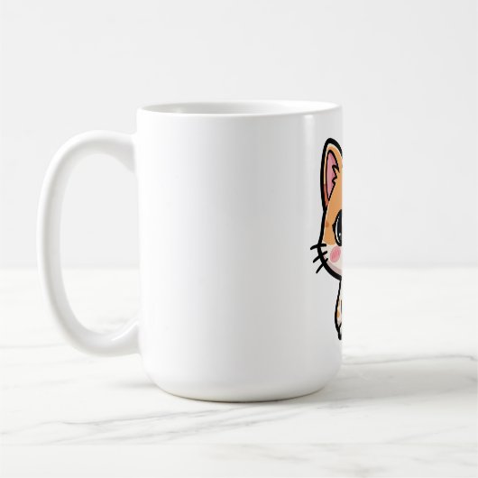 かわいいジンジャーの猫のイラスト コーヒーマグカップ (左)