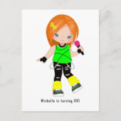 かわいいジンジャーガールロックスターバースデーパーティー ポストカード (正面)