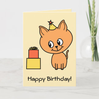 かわいいジンジャーキットン誕生日帽子をかぶって。 カード