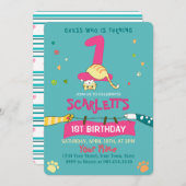 かわいいジンジャーキャットキッズ1st誕生日パーティの招待状 招待状 (正面/裏面)