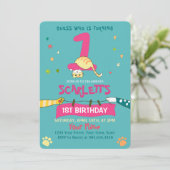 かわいいジンジャーキャットキッズ1st誕生日パーティの招待状 招待状 (スタンド正面)