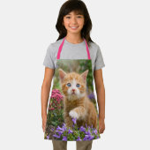 かわいいジンジャーキャットキットインザガーデンフォトポートレート エプロン (インサイチュ)
