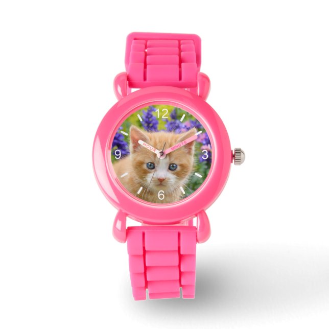 かわいいジンジャーキャットキットンフォトストラップウォッチダイヤルプレート 腕時計 (正面)