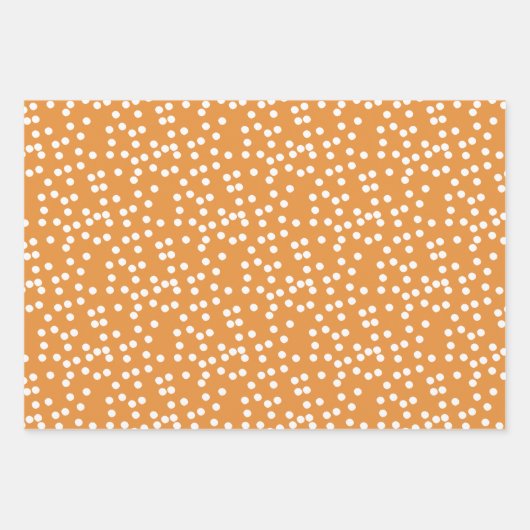 かわいいジンジャーキャットマンガ&オレンジ色の水玉模様キッズ ラッピングペーパーシート (正面3)