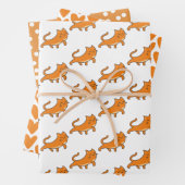 かわいいジンジャーキャットマンガ&オレンジ色の水玉模様キッズ ラッピングペーパーシート (インサイチュ)