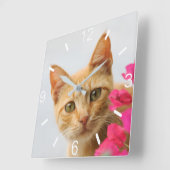 かわいいジンジャーキャット子猫ちゃん写真見て – ダイヤルプレート スクエア壁時計 (傾斜)