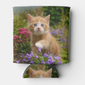 かわいいジンジャーキャット猫が庭に遊おもしろいぶ 缶クーラー (正面)