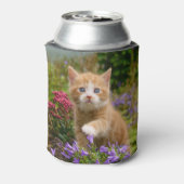 かわいいジンジャーキャット猫が庭に遊おもしろいぶ 缶クーラー (缶裏面)