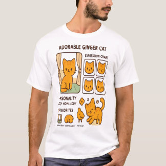 かわいいジンジャーキャット表情チャートTシャツ Tシャツ