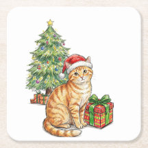 かわいいジンジャークラブサンタ帽子クリスマスオーナメント | 猫