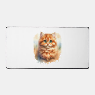 かわいいジンジャータビークラシックキャットTシャツ デスクマット