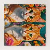 かわいいジンジャータブビー猫たち2匹 ジグソーパズル (横)