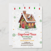 かわいいジンジャーハウス飾り付けクリスマスパーティー 招待状 (正面)