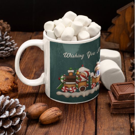 かわいいジンジャーパンの列車とコーヒーマグ コーヒーマグカップ