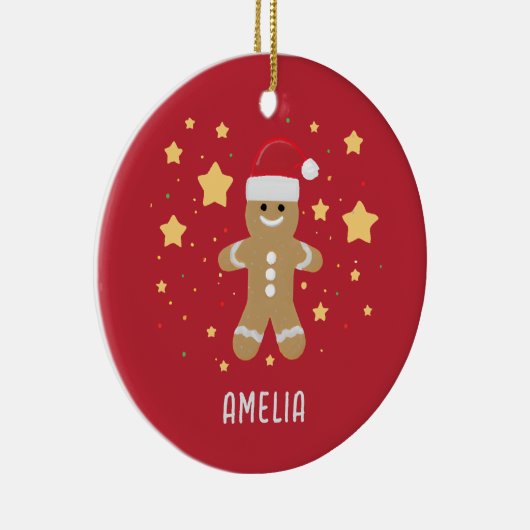かわいいジンジャーパンの女とスターパーソナライズされたズ名 セラミックオーナメント (右)