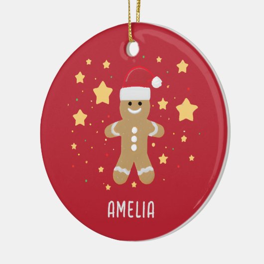 かわいいジンジャーパンの女とスターパーソナライズされたズ名 セラミックオーナメント (左)