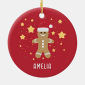 かわいいジンジャーパンの女とスターパーソナライズされたズ名 セラミックオーナメント (裏面)