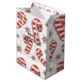 かわいいジンジャーパン – メリークリスマス ミディアムペーパーバッグ (正面アングル)