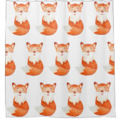 かわいいジンジャーフォックス漫画イラストレーション シャワーカーテン (正面)